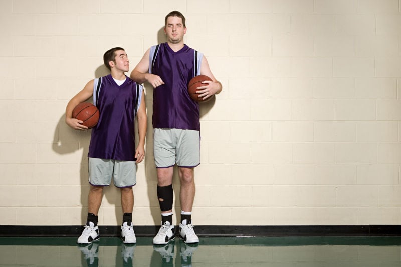 tall and short basketball players