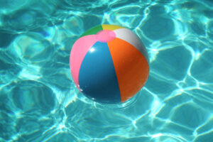 beach ball floating on water